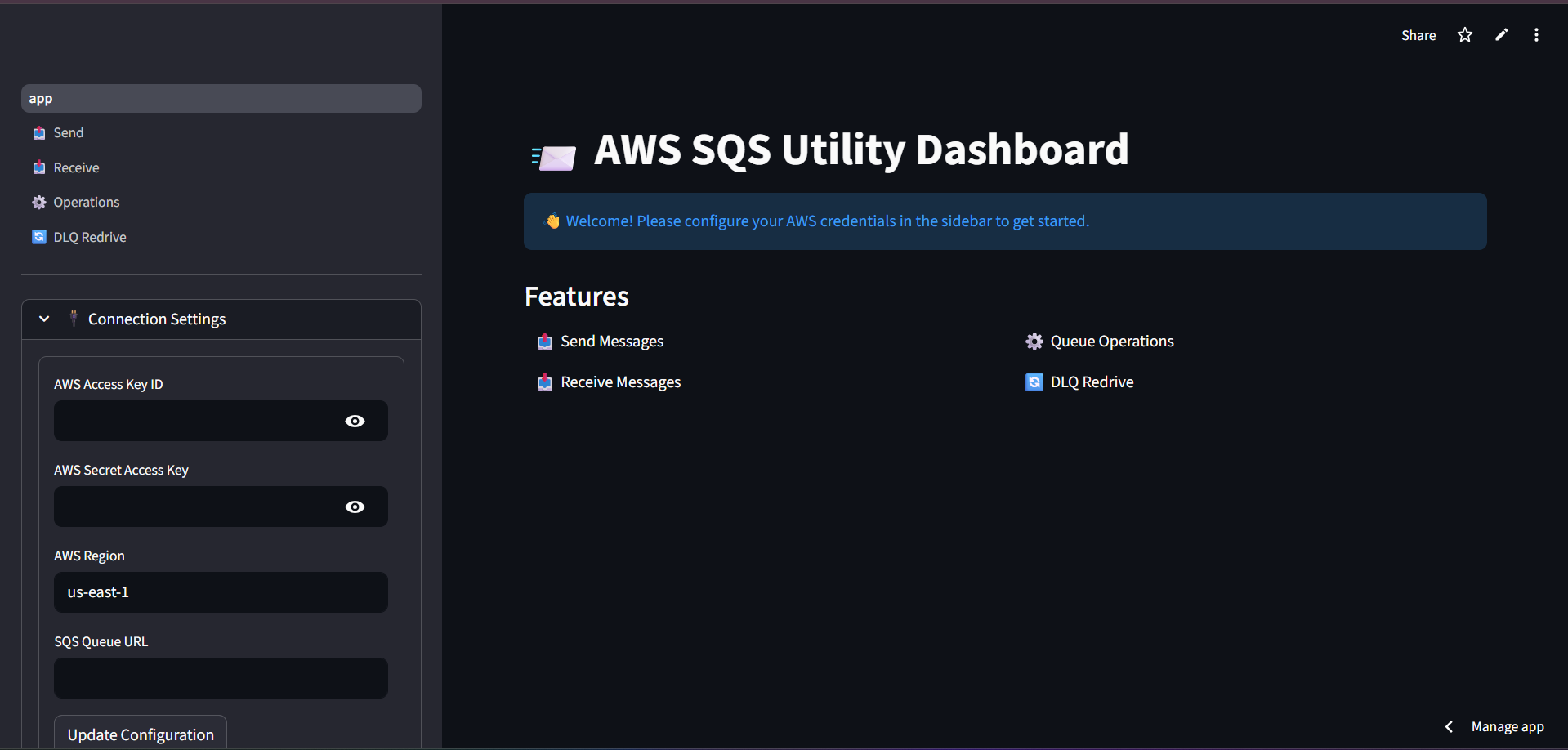 AWS SQS Utility App